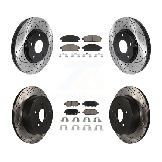 [Avant + Arrière] Kit de disque (percé rainuré revêtu) et plaquette (céramique) de frein pour 2004-2009 Nissan Quest KDC-100592