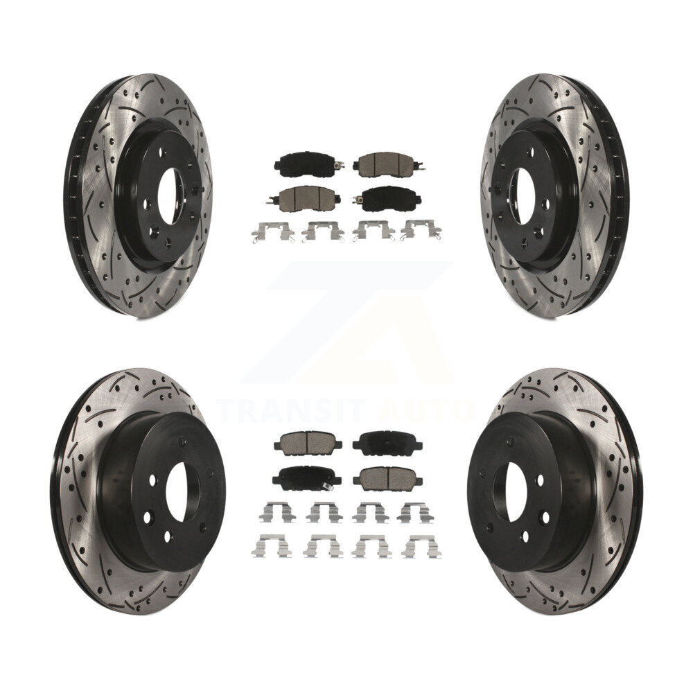 [Avant + Arrière] Kit de disque (percé rainuré revêtu) et plaquette (céramique) de frein pour Nissan LEAF KDC-100594
