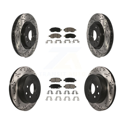 [Avant + Arrière] Kit de disque (percé rainuré revêtu) et plaquette (céramique) de frein pour Nissan LEAF KDC-100594