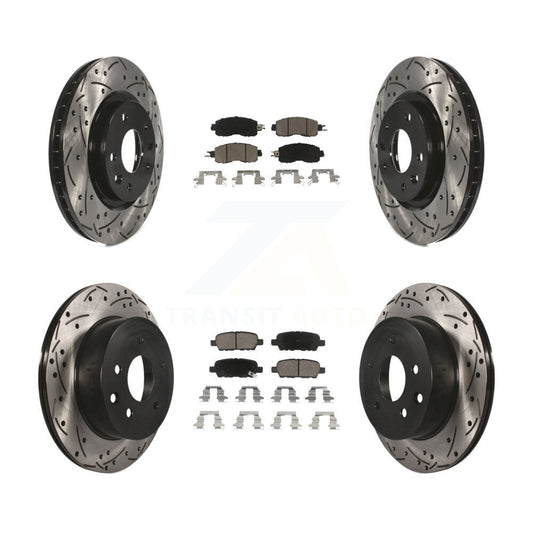 [Avant + Arrière] Kit de disque (percé rainuré revêtu) et plaquette (céramique) de frein pour Nissan LEAF KDC-100594
