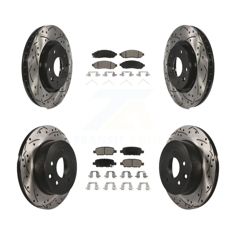 [Avant + Arrière] Kit de disque (percé rainuré revêtu) et plaquette (céramique) de frein pour 2015 Nissan LEAF Vehicles Manufactured In Japan KDC-100596
