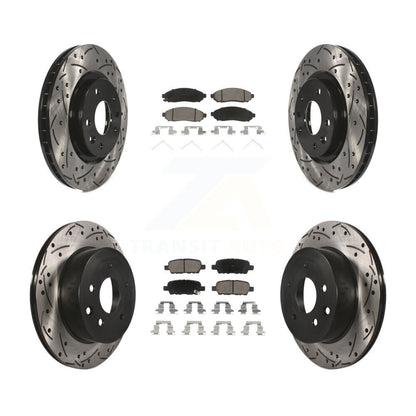 [Avant + Arrière] Kit de disque (percé rainuré revêtu) et plaquette (céramique) de frein pour 2015 Nissan LEAF Vehicles Manufactured In Japan KDC-100596
