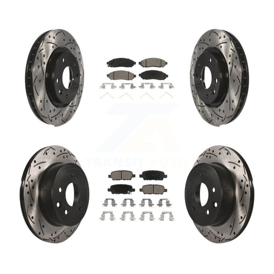 [Avant + Arrière] Kit de disque (percé rainuré revêtu) et plaquette (céramique) de frein pour 2015 Nissan LEAF Vehicles Manufactured In Japan KDC-100596