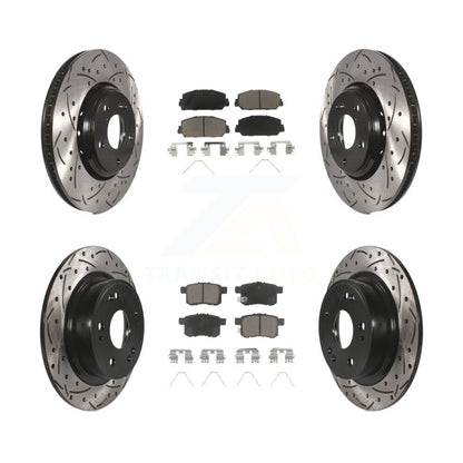 [Avant + Arrière] Kit de disque (percé rainuré revêtu) et plaquette (céramique) de frein pour Honda Accord KDC-100598