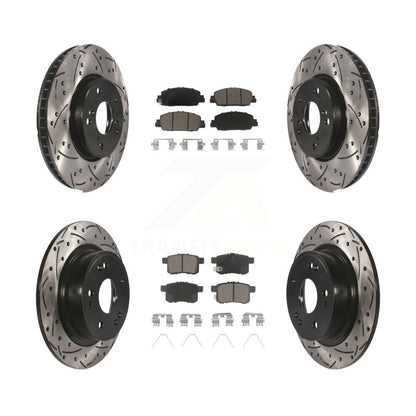 [Avant + Arrière] Kit de disque (percé rainuré revêtu) et plaquette (céramique) de frein pour Honda Accord KDC-100599