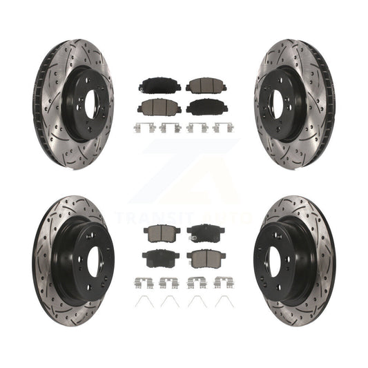 [Avant + Arrière] Kit de disque (percé rainuré revêtu) et plaquette (céramique) de frein pour Honda Accord KDC-100599