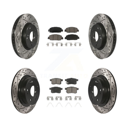 [Avant + Arrière] Kit de disque (percé rainuré revêtu) et plaquette (céramique) de frein pour Honda Accord KDC-100600