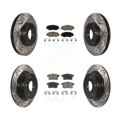 [Avant + Arrière] Kit de disque (percé rainuré revêtu) et plaquette (céramique) de frein pour Honda Accord KDC-100601