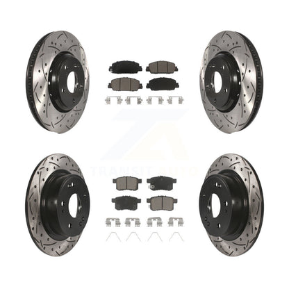 [Avant + Arrière] Kit de disque (percé rainuré revêtu) et plaquette (céramique) de frein pour 2017 Honda Accord Hybrid EX-L Touring KDC-100602