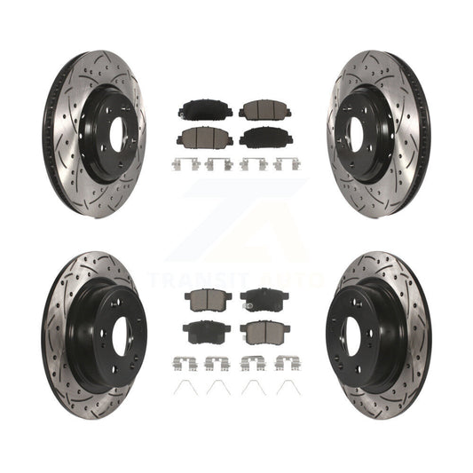 [Avant + Arrière] Kit de disque (percé rainuré revêtu) et plaquette (céramique) de frein pour 2017 Honda Accord Hybrid EX-L Touring KDC-100602