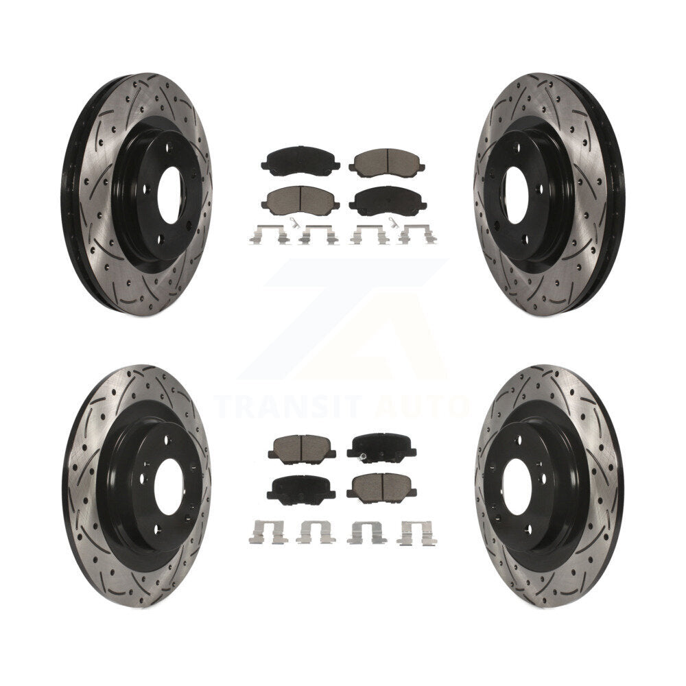 [Avant + Arrière] Kit de disque (percé rainuré revêtu) et plaquette (céramique) de frein pour Mitsubishi Outlander Sport RVR KDC-100603