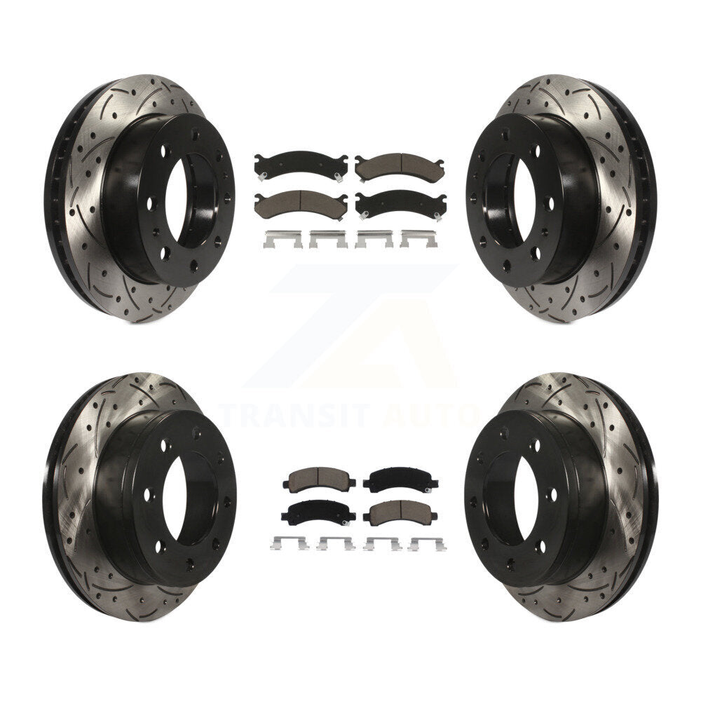 [Avant + Arrière] Kit de disque (percé rainuré revêtu) et plaquette (céramique) de frein pour Chevrolet Express 2500 GMC Savana KDC-100605