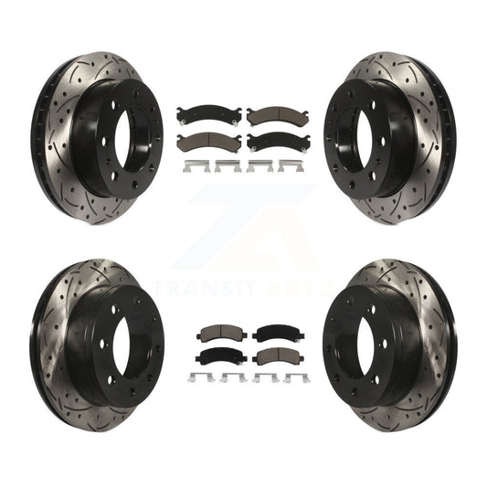 [Avant + Arrière] Kit de disque (percé rainuré revêtu) et plaquette (céramique) de frein pour Chevrolet Express 2500 GMC Savana KDC-100605