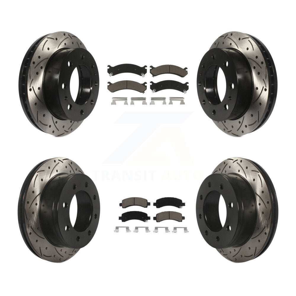 [Avant + Arrière] Kit de disque (percé rainuré revêtu) et plaquette (céramique) de frein pour Chevrolet Express 2500 GMC Savana KDC-100606