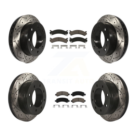 [Avant + Arrière] Kit de disque (percé rainuré revêtu) et plaquette (céramique) de frein pour Chevrolet Express 2500 GMC Savana KDC-100606