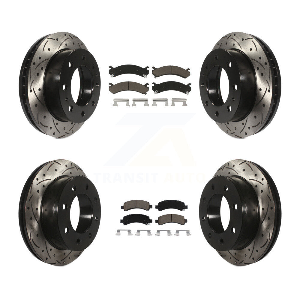 [Avant + Arrière] Kit de disque (percé rainuré revêtu) et plaquette (céramique) de frein pour Chevrolet Express 2500 GMC Savana KDC-100607