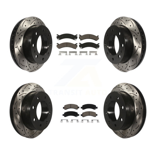 [Avant + Arrière] Kit de disque (percé rainuré revêtu) et plaquette (céramique) de frein pour Chevrolet Express 2500 GMC Savana KDC-100607