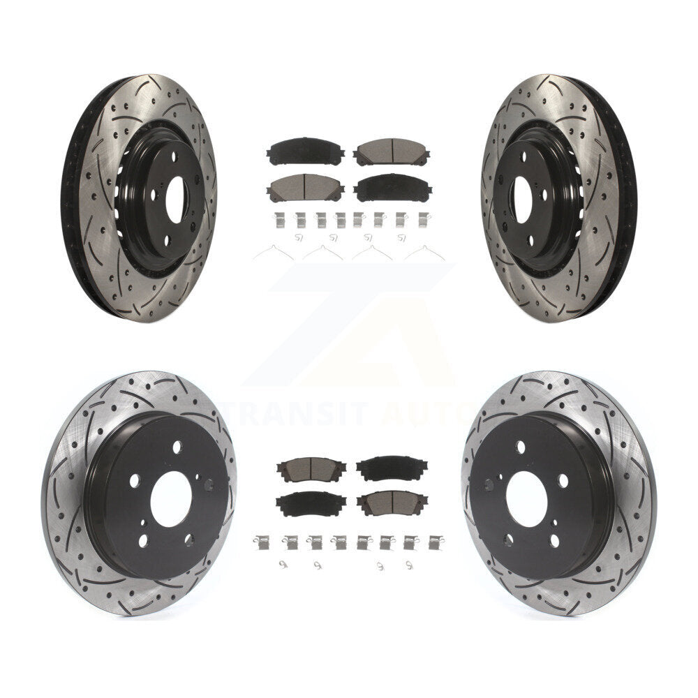 [Avant + Arrière] Kit de disque (percé rainuré revêtu) et plaquette (céramique) de frein pour Lexus NX200t NX300 NX300h KDC-100608