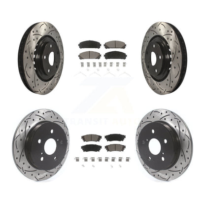 [Avant + Arrière] Kit de disque (percé rainuré revêtu) et plaquette (céramique) de frein pour Lexus NX200t NX300 NX300h KDC-100608