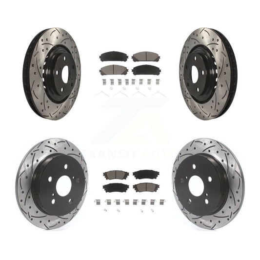 [Avant + Arrière] Kit de disque (percé rainuré revêtu) et plaquette (céramique) de frein pour Lexus NX200t NX300 NX300h KDC-100608