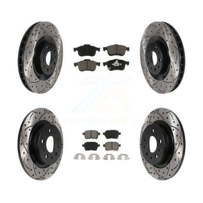 [Avant + Arrière] Kit de disque (percé rainuré revêtu) et plaquette (céramique) de frein pour 2014-2020 Fiat 500L KDC-100609