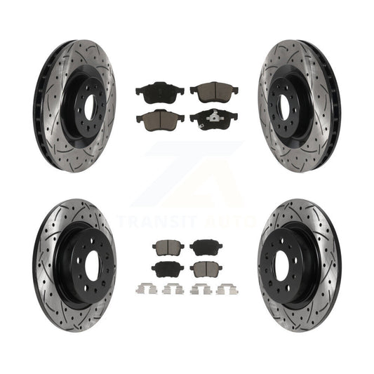 [Avant + Arrière] Kit de disque (percé rainuré revêtu) et plaquette (céramique) de frein pour 2014-2020 Fiat 500L KDC-100609