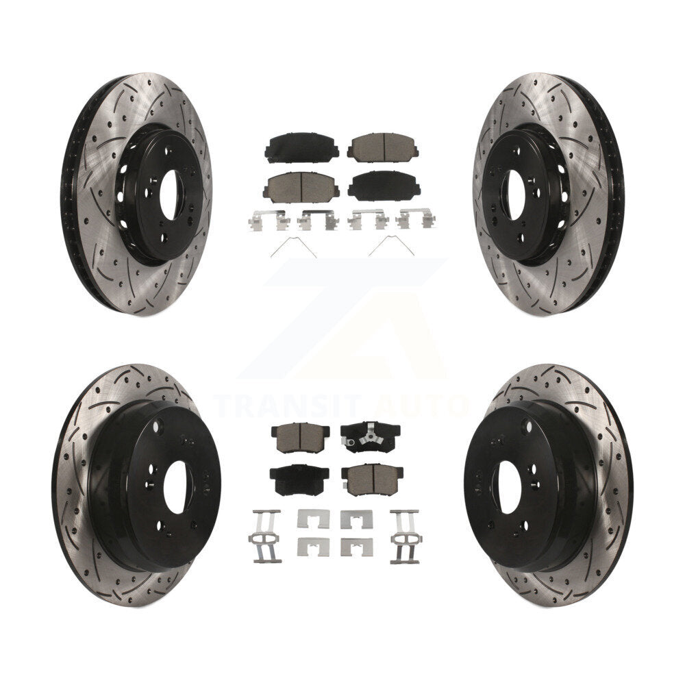 [Avant + Arrière] Kit de disque (percé rainuré revêtu) et plaquette (céramique) de frein pour 2013-2018 Acura RDX KDC-100610
