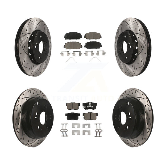[Avant + Arrière] Kit de disque (percé rainuré revêtu) et plaquette (céramique) de frein pour 2013-2018 Acura RDX KDC-100610