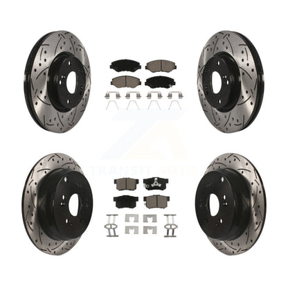 [Avant + Arrière] Kit de disque (percé rainuré revêtu) et plaquette (céramique) de frein pour 2005-2006 Honda CR-V KDC-100611