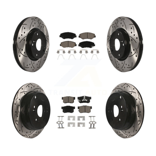 [Avant + Arrière] Kit de disque (percé rainuré revêtu) et plaquette (céramique) de frein pour 2005-2006 Honda CR-V KDC-100611