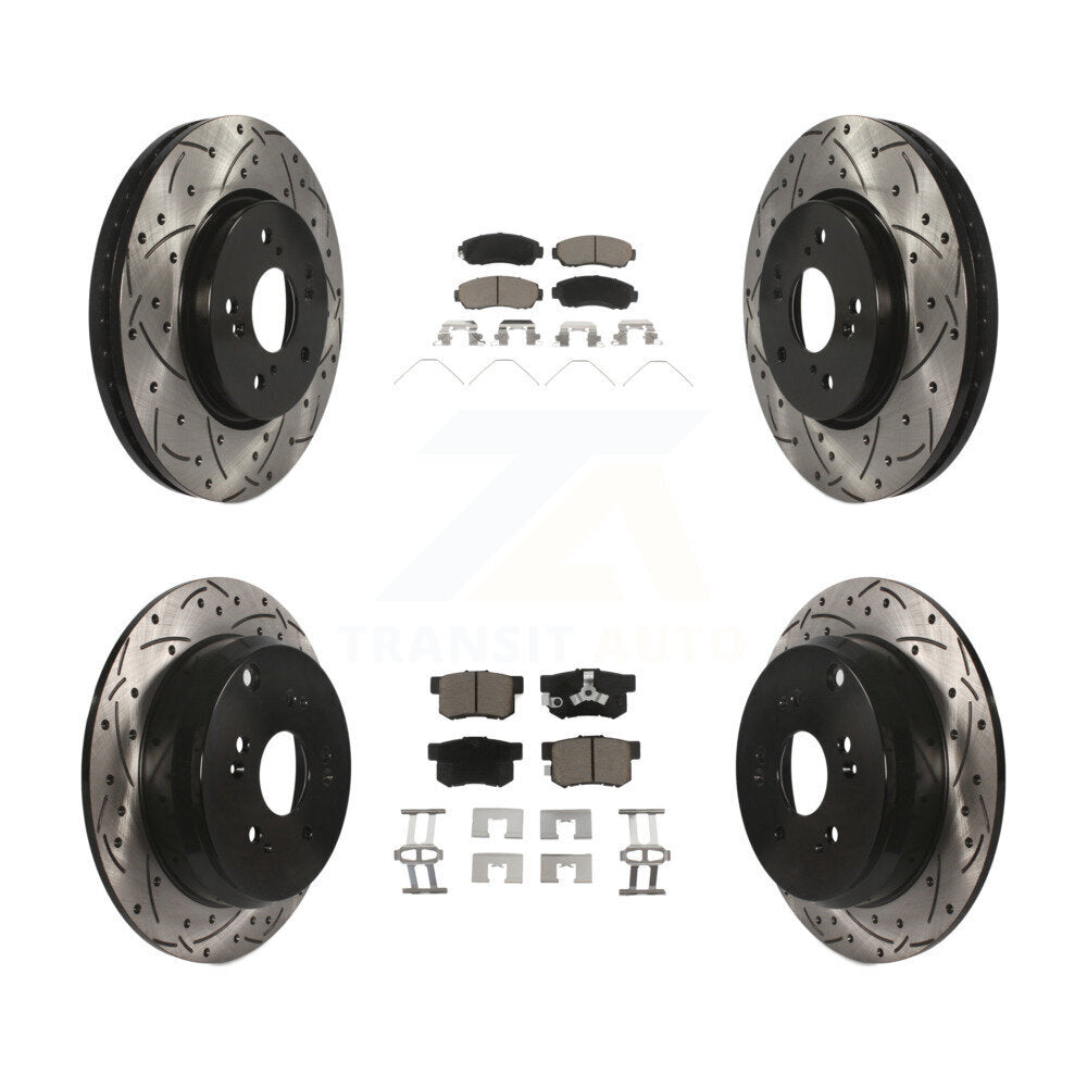 [Avant + Arrière] Kit de disque (percé rainuré revêtu) et plaquette (céramique) de frein pour 2012-2016 Honda CR-V AWD KDC-100612