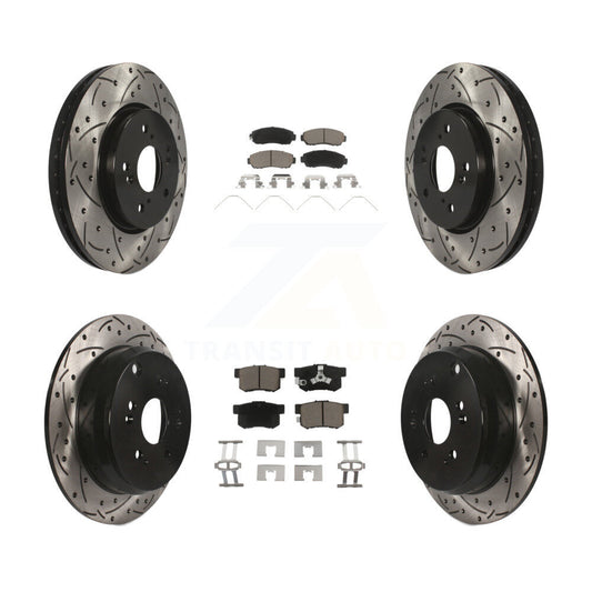 [Avant + Arrière] Kit de disque (percé rainuré revêtu) et plaquette (céramique) de frein pour 2012-2016 Honda CR-V AWD KDC-100612