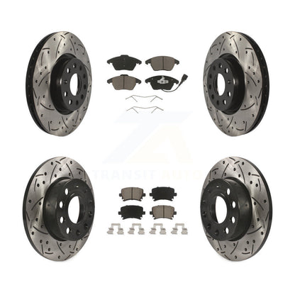 [Avant + Arrière] Kit de disque (percé rainuré revêtu) et plaquette (céramique) de frein pour 2008 Audi A3 Quattro KDC-100613
