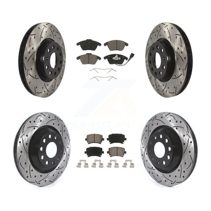 [Avant + Arrière] Kit de disque (percé rainuré revêtu) et plaquette (céramique) de frein pour 2009-2010 Volkswagen Passat CC avec 312mm Diameter Rotor KDC-100614