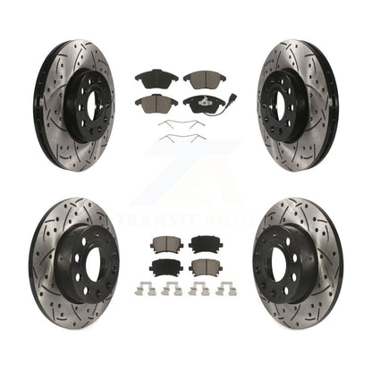 [Avant + Arrière] Kit de disque (percé rainuré revêtu) et plaquette (céramique) de frein pour 2006-2009 Volkswagen Rabbit KDC-100615
