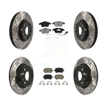 [Avant + Arrière] Kit de disque (percé rainuré revêtu) et plaquette (céramique) de frein pour Volkswagen Tiguan Audi Q3 Limited Quattro KDC-100616