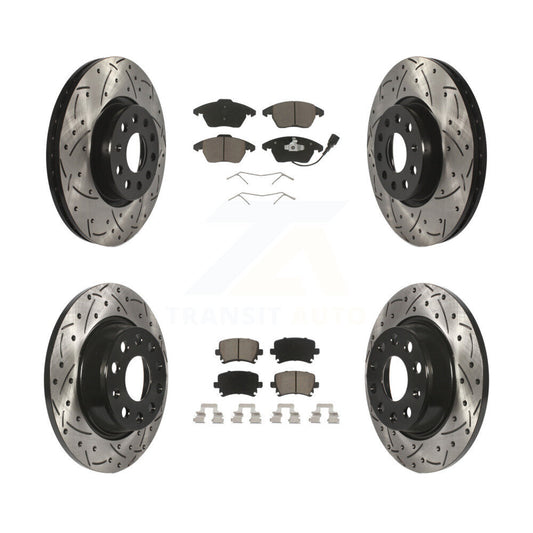 [Avant + Arrière] Kit de disque (percé rainuré revêtu) et plaquette (céramique) de frein pour Volkswagen CC GTI Passat Audi A3 Quattro KDC-100617
