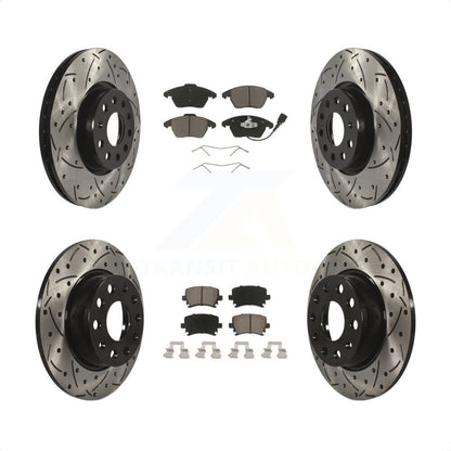 [Avant + Arrière] Kit de disque (percé rainuré revêtu) et plaquette (céramique) de frein pour 2011 Volkswagen GTI KDC-100618 par Transit Auto
