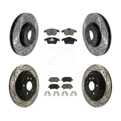 [Avant + Arrière] Kit de disque (percé rainuré revêtu) et plaquette (céramique) de frein pour 2013-2014 Volvo S60 avec 300mm Diameter Rotor KDC-100620