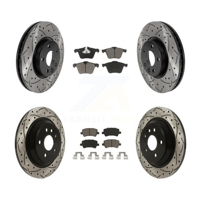 [Avant + Arrière] Kit de disque (percé rainuré revêtu) et plaquette (céramique) de frein pour 2008 Volvo V70 avec 300mm Diameter Rotor KDC-100622