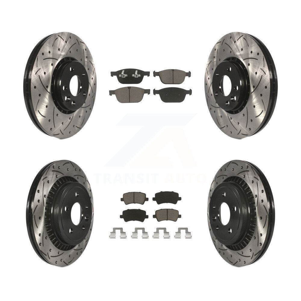 [Avant + Arrière] Kit de disque (percé rainuré revêtu) et plaquette (céramique) de frein pour 2010-2015 Volvo XC60 KDC-100623