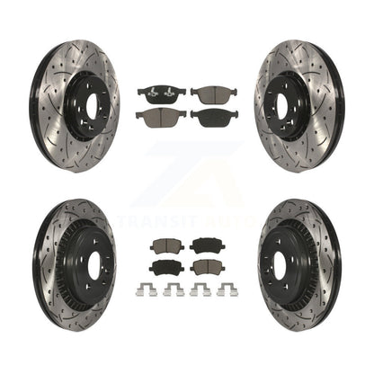 [Avant + Arrière] Kit de disque (percé rainuré revêtu) et plaquette (céramique) de frein pour 2010-2015 Volvo XC60 KDC-100623