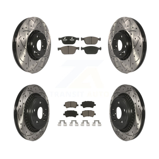 [Avant + Arrière] Kit de disque (percé rainuré revêtu) et plaquette (céramique) de frein pour 2010-2015 Volvo XC60 KDC-100623