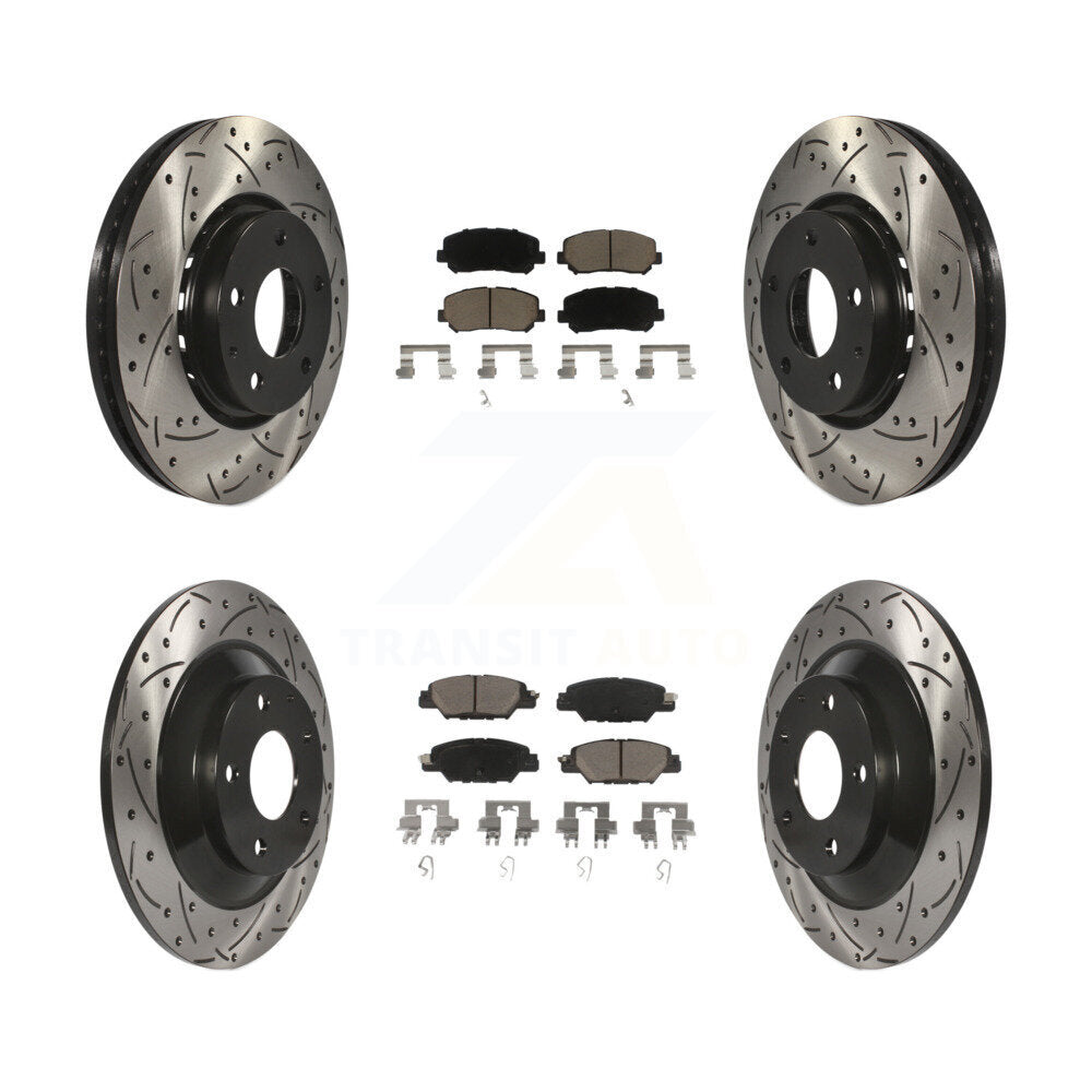 [Avant + Arrière] Kit de disque (percé rainuré revêtu) et plaquette (céramique) de frein pour Mazda CX-5 KDC-100624
