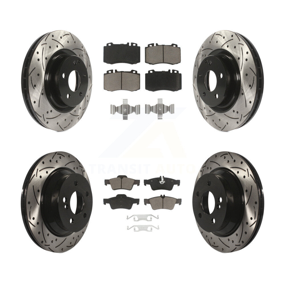 [Avant + Arrière] Kit de disque (percé rainuré revêtu) et plaquette (céramique) de frein pour Mercedes-Benz CLS550 CLS500 E550 KDC-100625