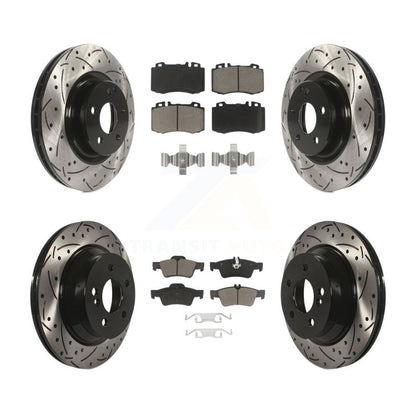 [Avant + Arrière] Kit de disque (percé rainuré revêtu) et plaquette (céramique) de frein pour Mercedes-Benz CLS550 CLS500 E550 KDC-100625