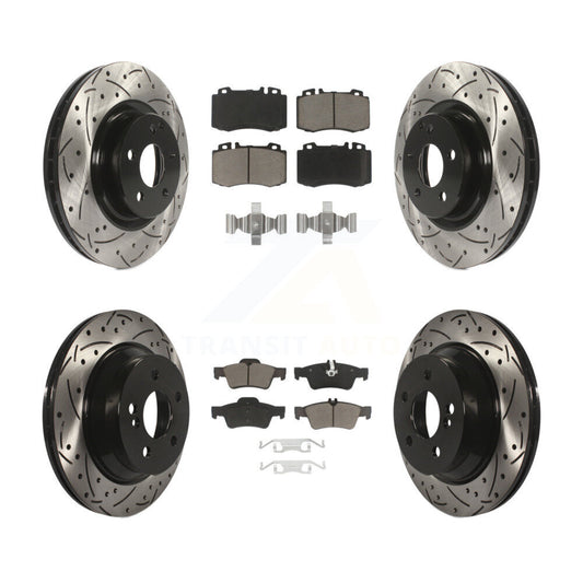 [Avant + Arrière] Kit de disque (percé rainuré revêtu) et plaquette (céramique) de frein pour Mercedes-Benz CLS550 CLS500 E550 KDC-100625
