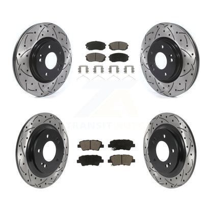 [Avant + Arrière] Kit de disque (percé rainuré revêtu) et plaquette (céramique) de frein pour Kia Optima avec Electric Parking KDC-100628