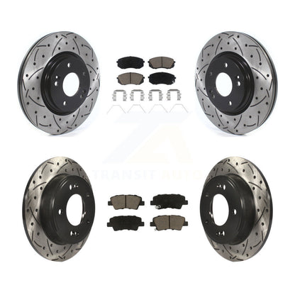 [Avant + Arrière] Kit de disque (percé rainuré revêtu) et plaquette (céramique) de frein pour Kia Soul Forte KDC-100629