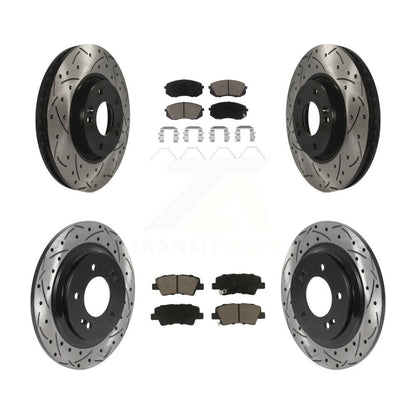 [Avant + Arrière] Kit de disque (percé rainuré revêtu) et plaquette (céramique) de frein pour 2017-2018 Kia Soul EV KDC-100636